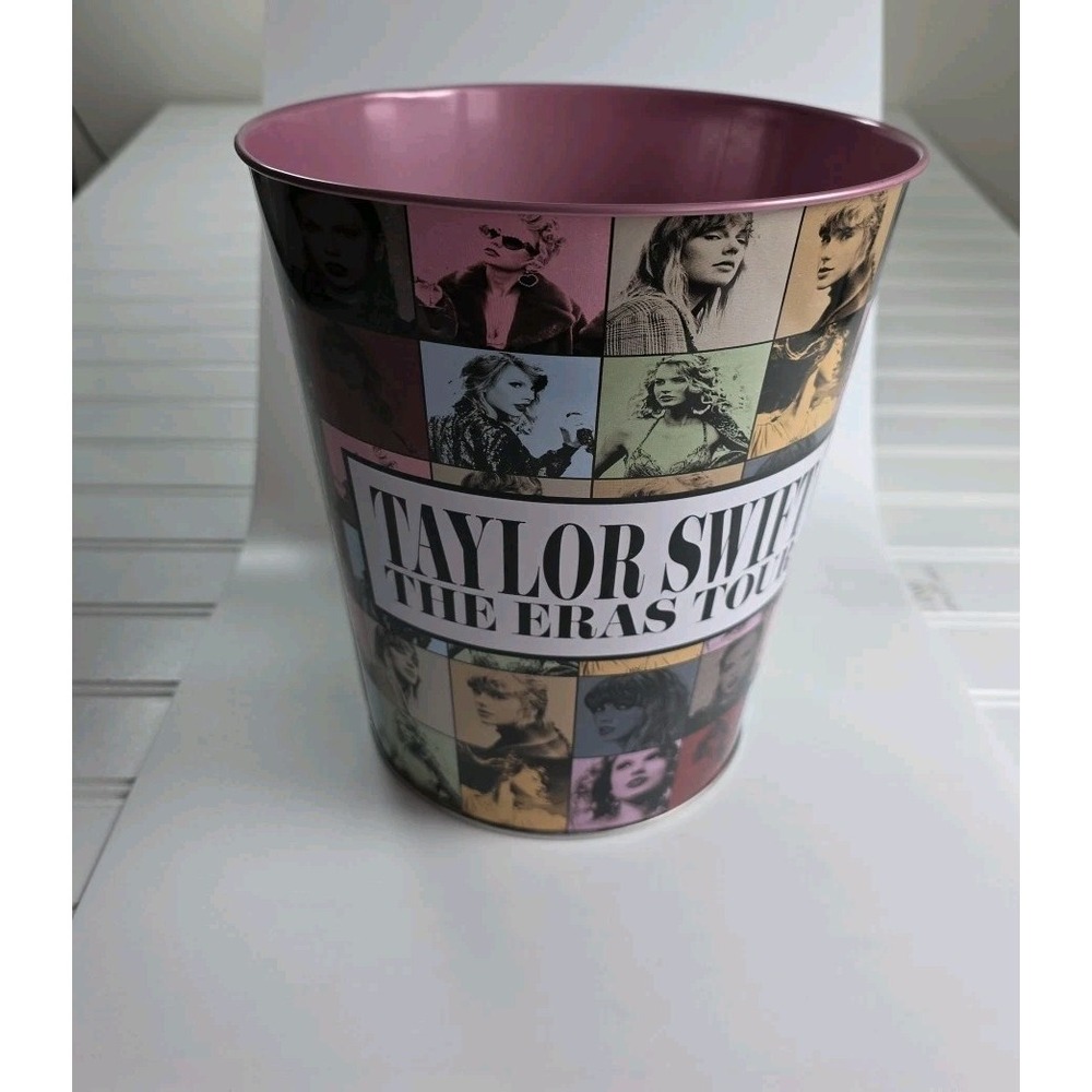 TAYLOR SWIFT ERAS TOUR AMC Popcorn Tin Bucket Trash Bin Collectible 8" X 7"